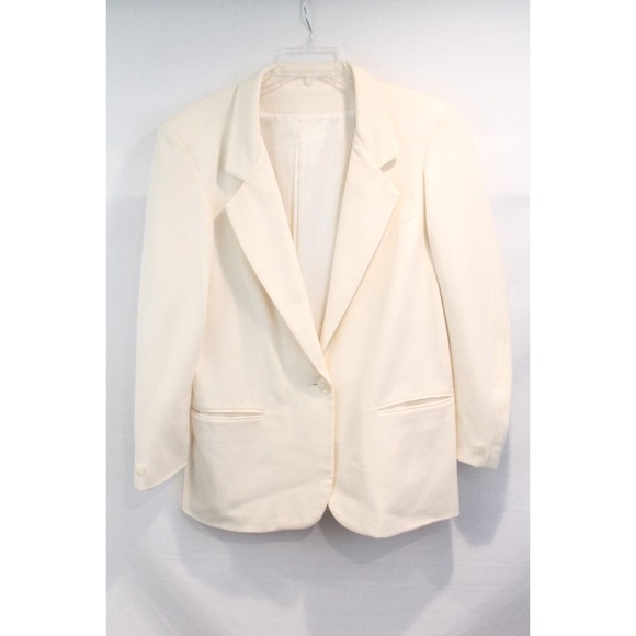 Madisons Jackets & Blazers - Madisons Vintage Wool Blazer Womens size 10 Ivory Lined Single Breasted